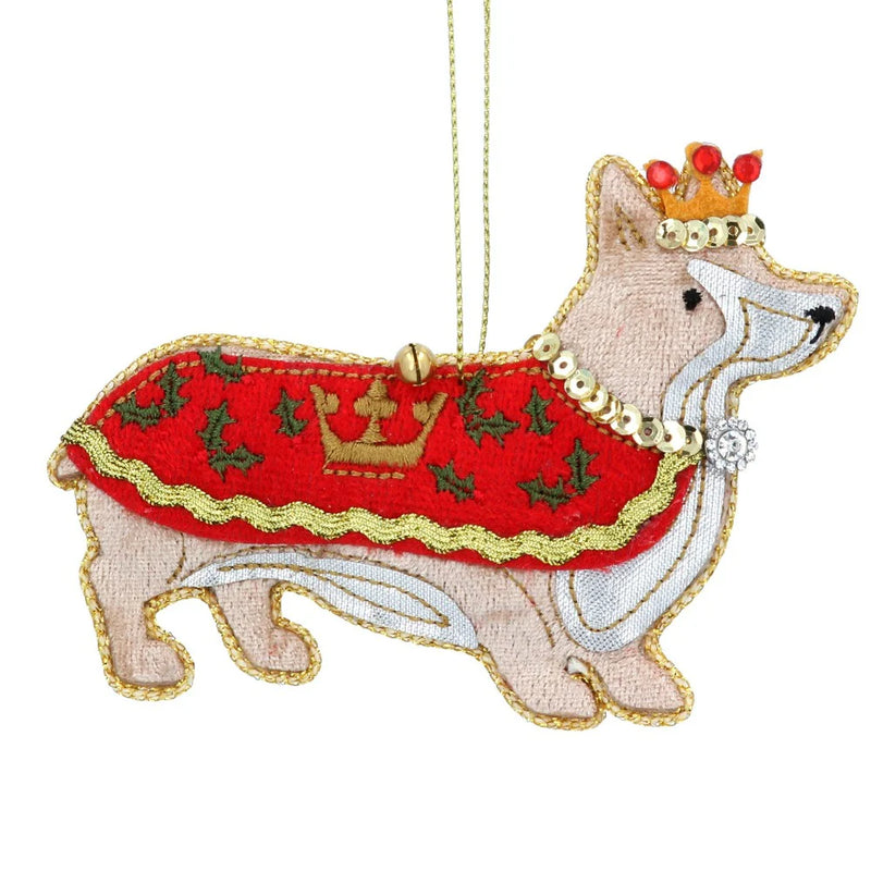 Gisela Graham Fabric Tree Decoration, Royal Corgi