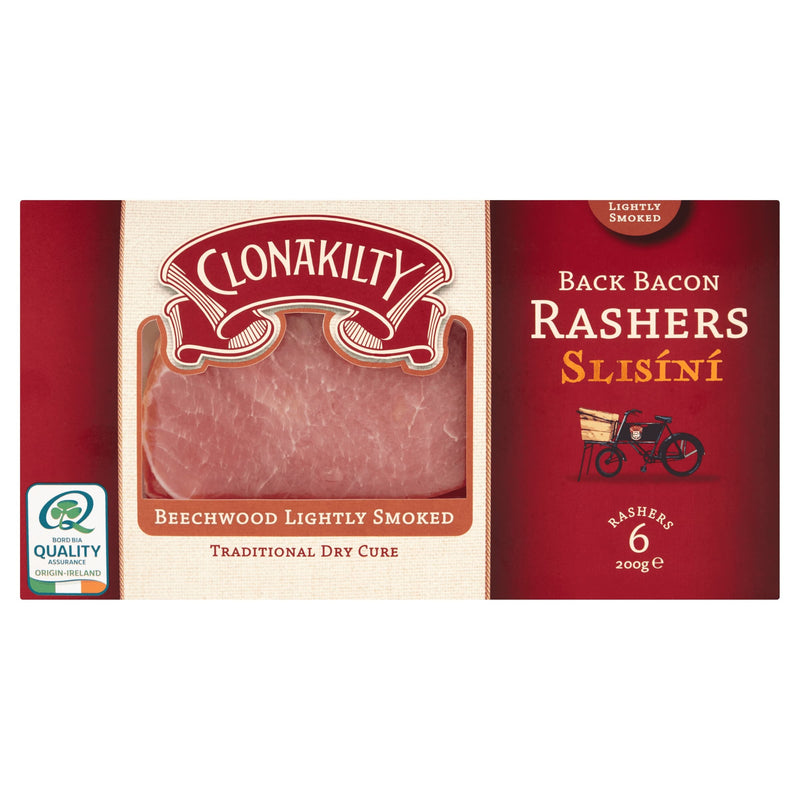 Clonakilty Beechwood Lightly Smoaked Rashers, 200g