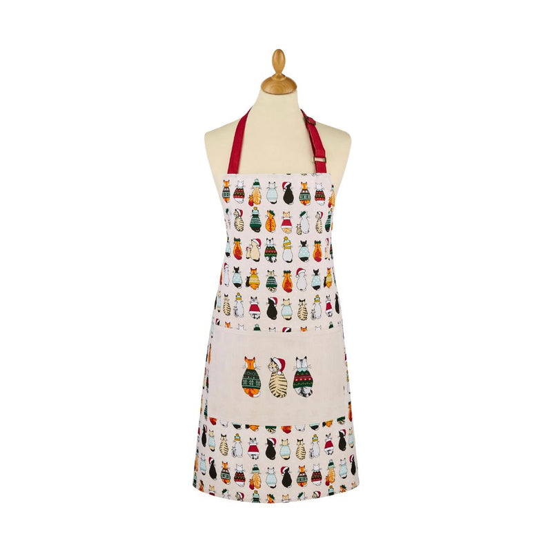 Ulster Weavers Cotton Apron, Christmas Cats in Waiting
