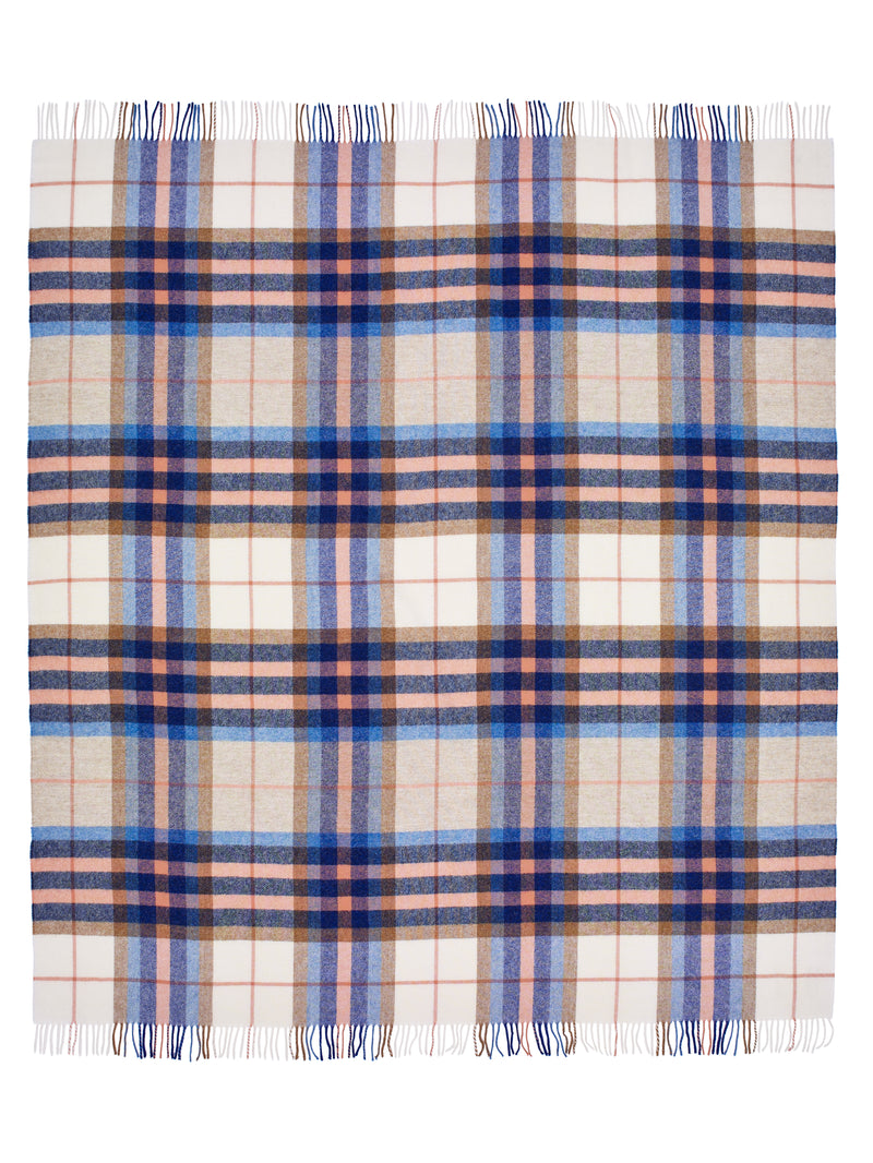 Bronte Wool Throw, Falmouth Ivory Blue