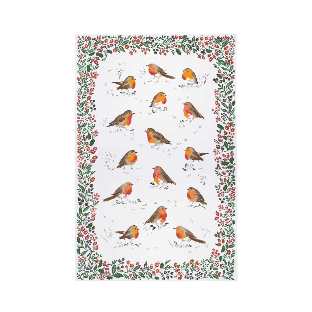 Ulster Weavers Cotton Tea Towel, Robins & Berries