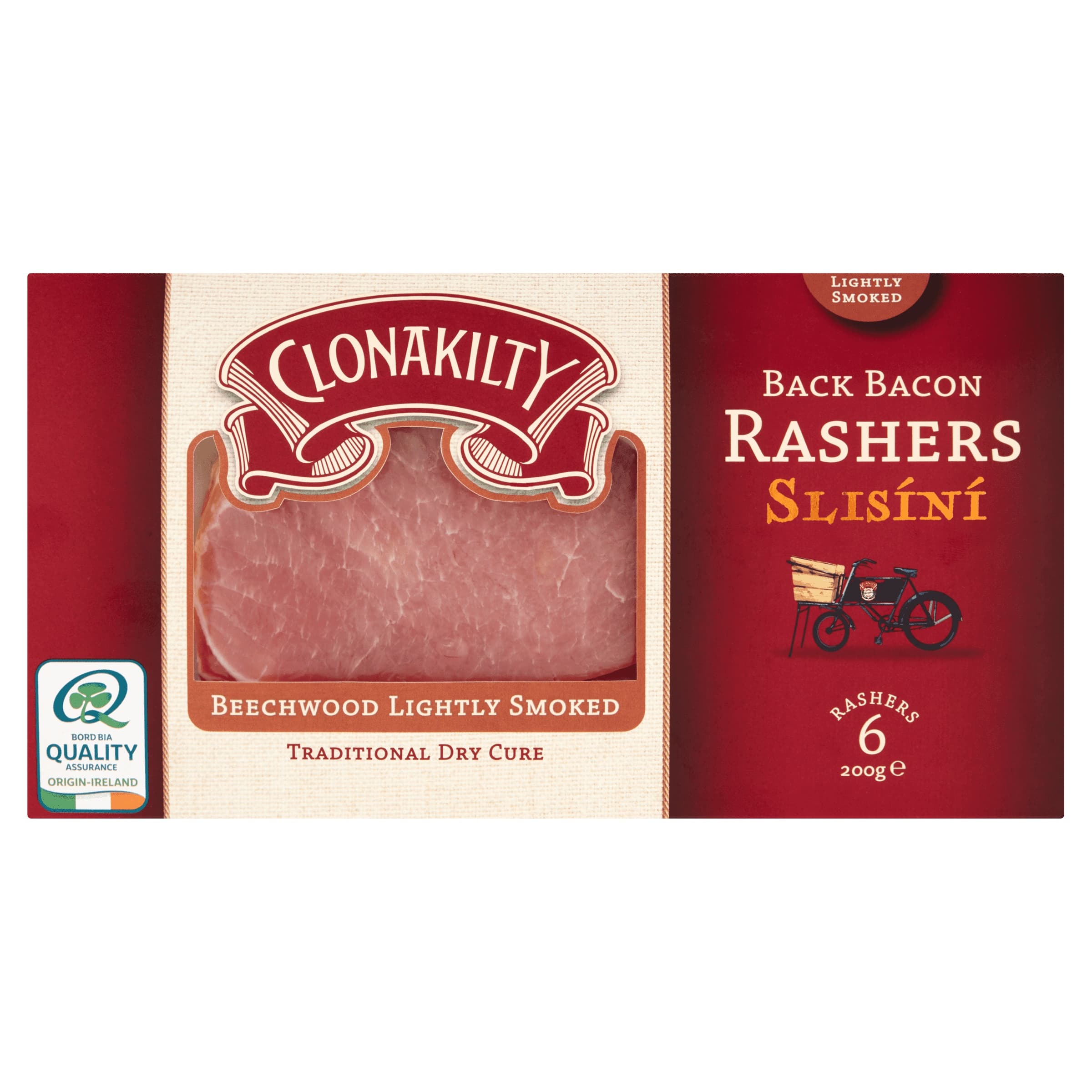 Clonakilty Beechwood Lightly Smoaked Rashers, 200g
