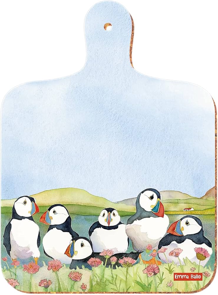 Chopping Board, Emma Ball, Sea Thrift Puffins