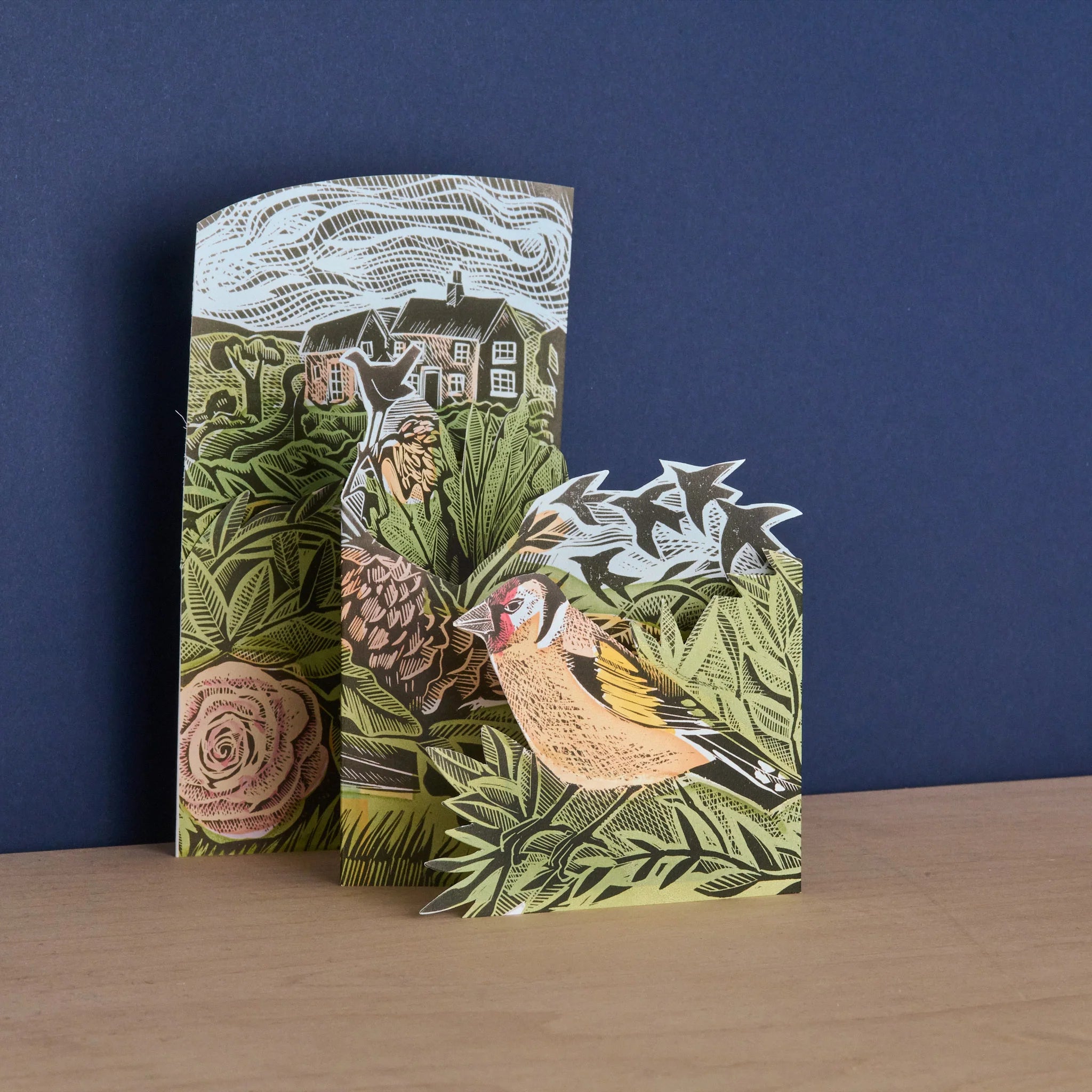 Angela Harding Concertina Greeting Card, Garden Birds