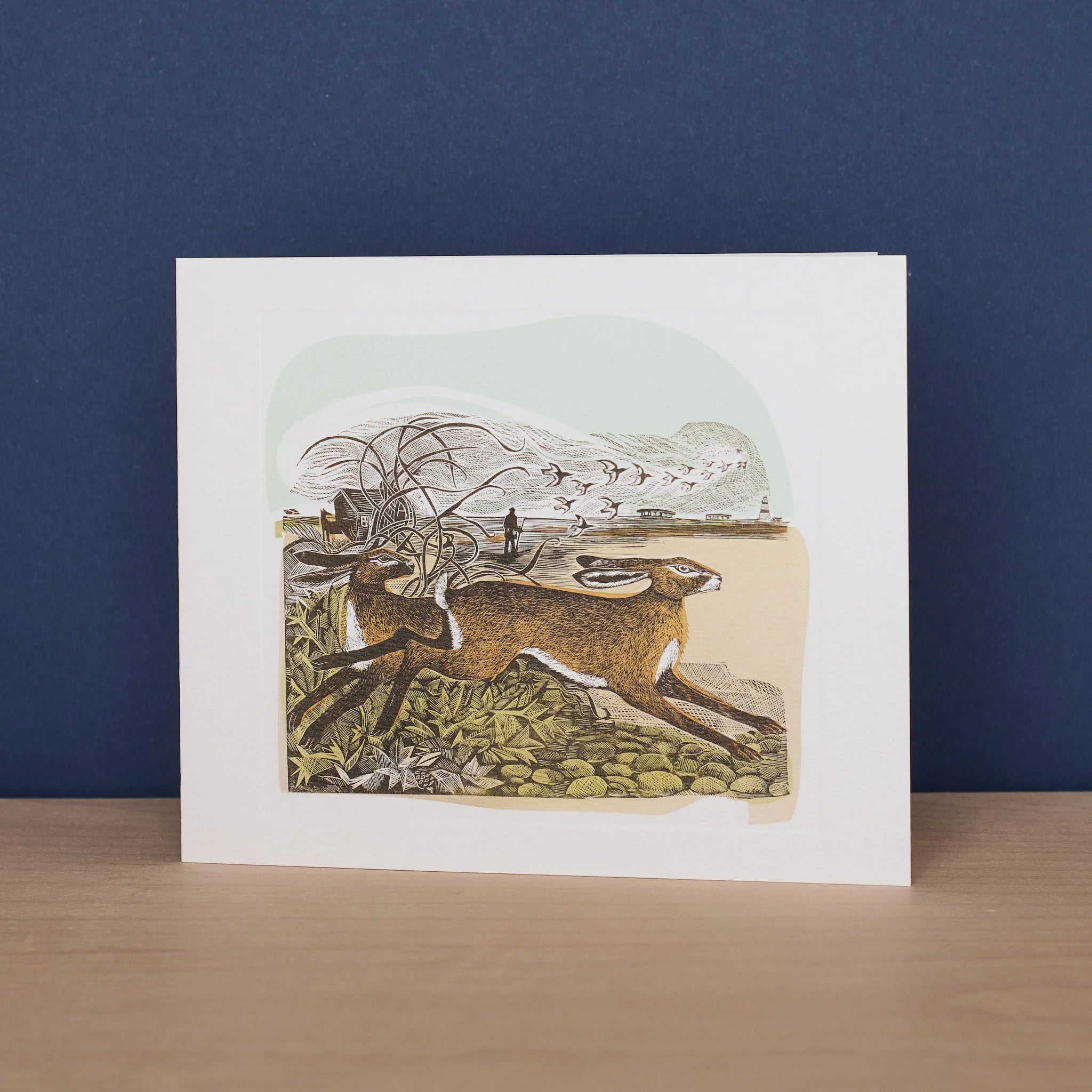 Angela Harding Greeting Card, Hares at Orford Ness