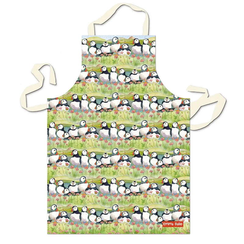 Emma Ball Cotton Apron, Sea Thrift Puffin