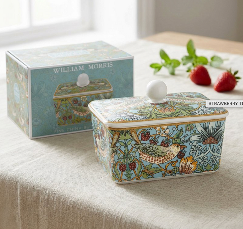 William Morris Strawberry Thief Fine China Butter Dish