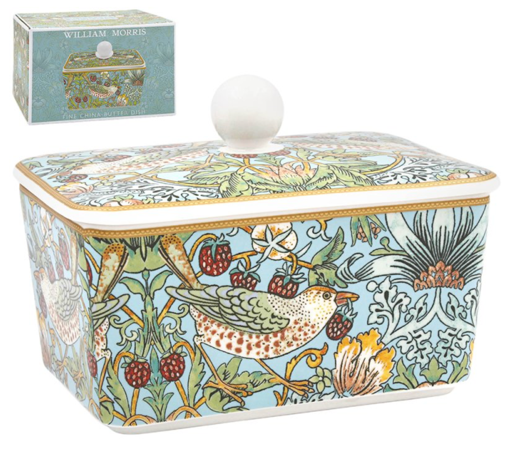 William Morris Strawberry Thief Fine China Butter Dish