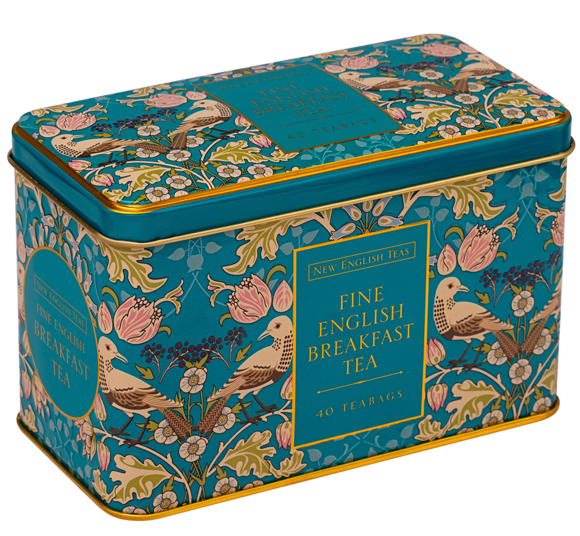 New English Teas Vorratsdose mit Breakfast Tea, Mint Thrush & Berries, 40 Teebeutel
