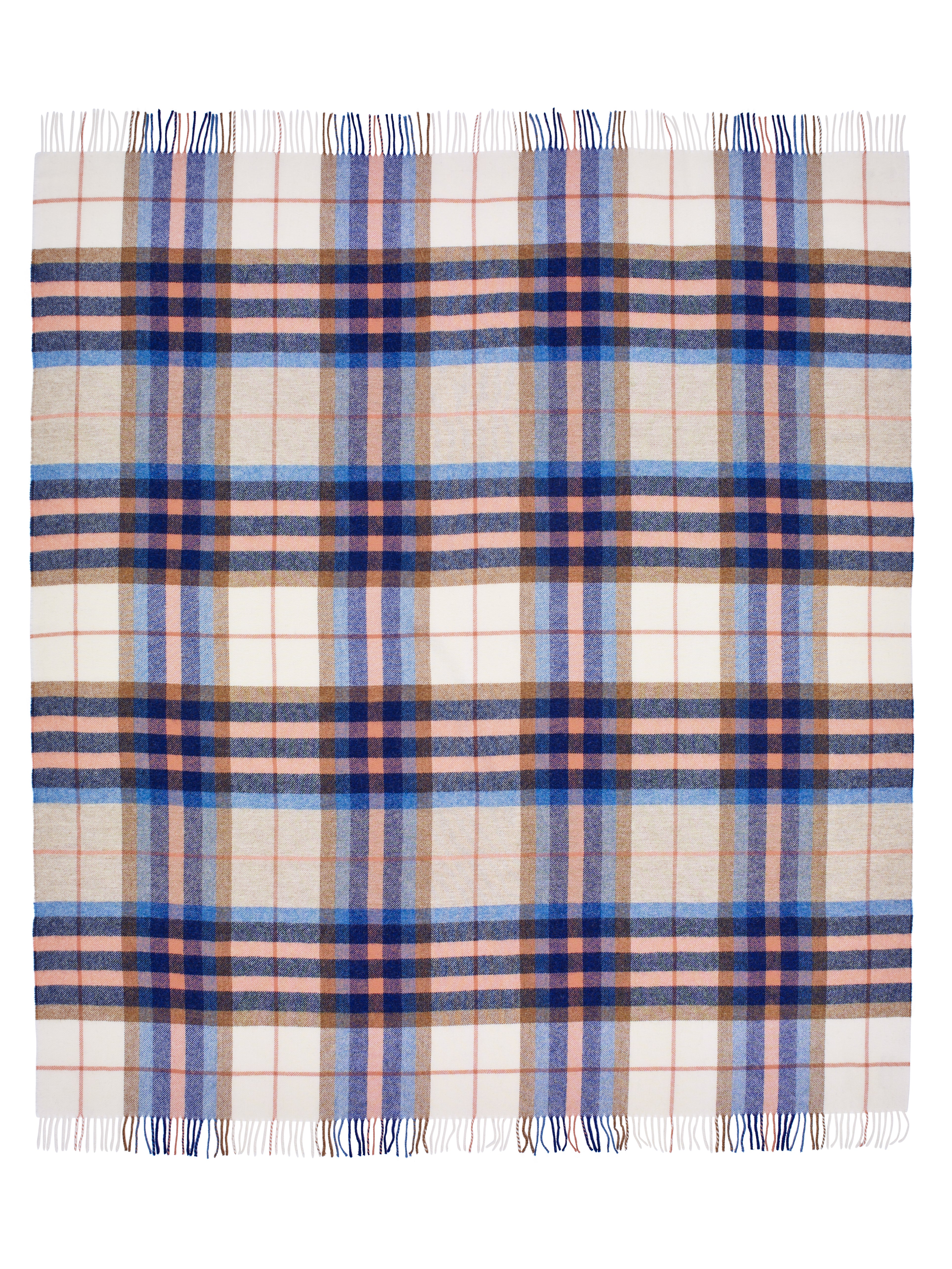 Bronte Wool Throw, Falmouth Ivory Blue