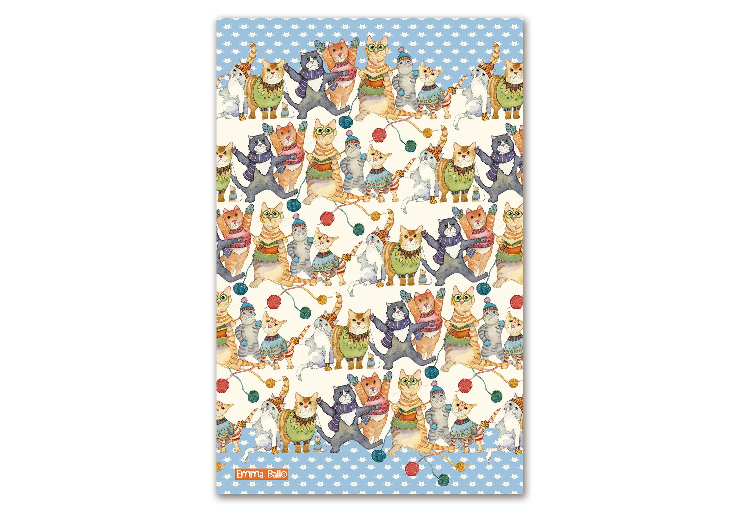Emma Ball Cotton Tea Towel, Kittens in Mittens