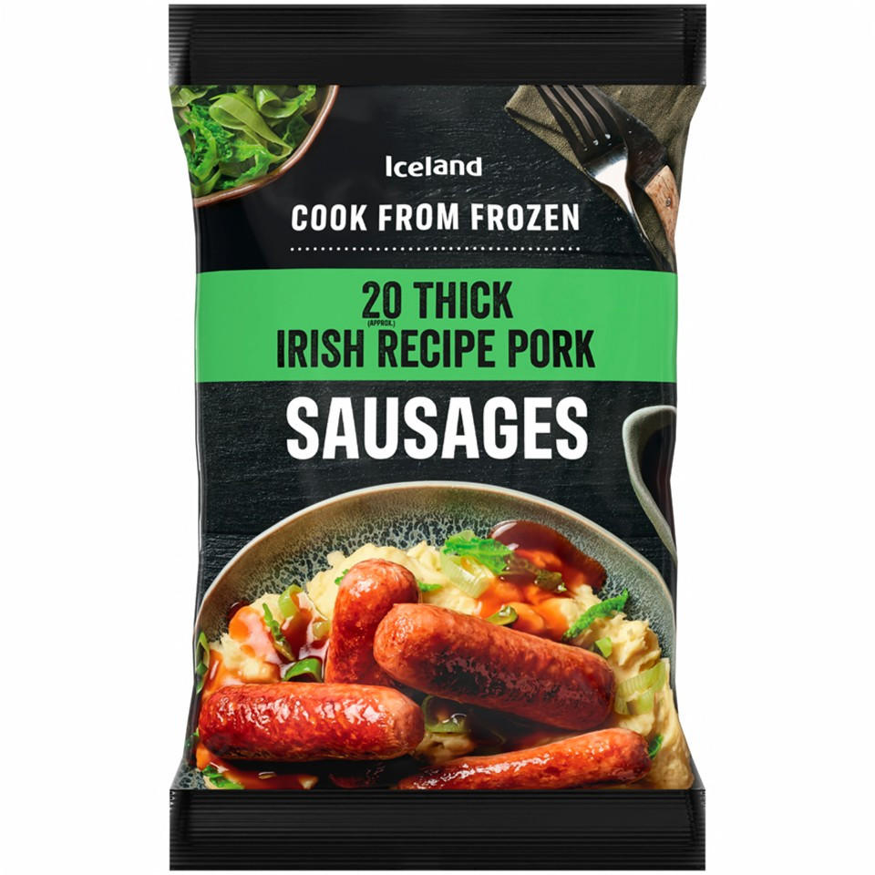 Iceland Irish Recipe Pork Sausages, 1kg
