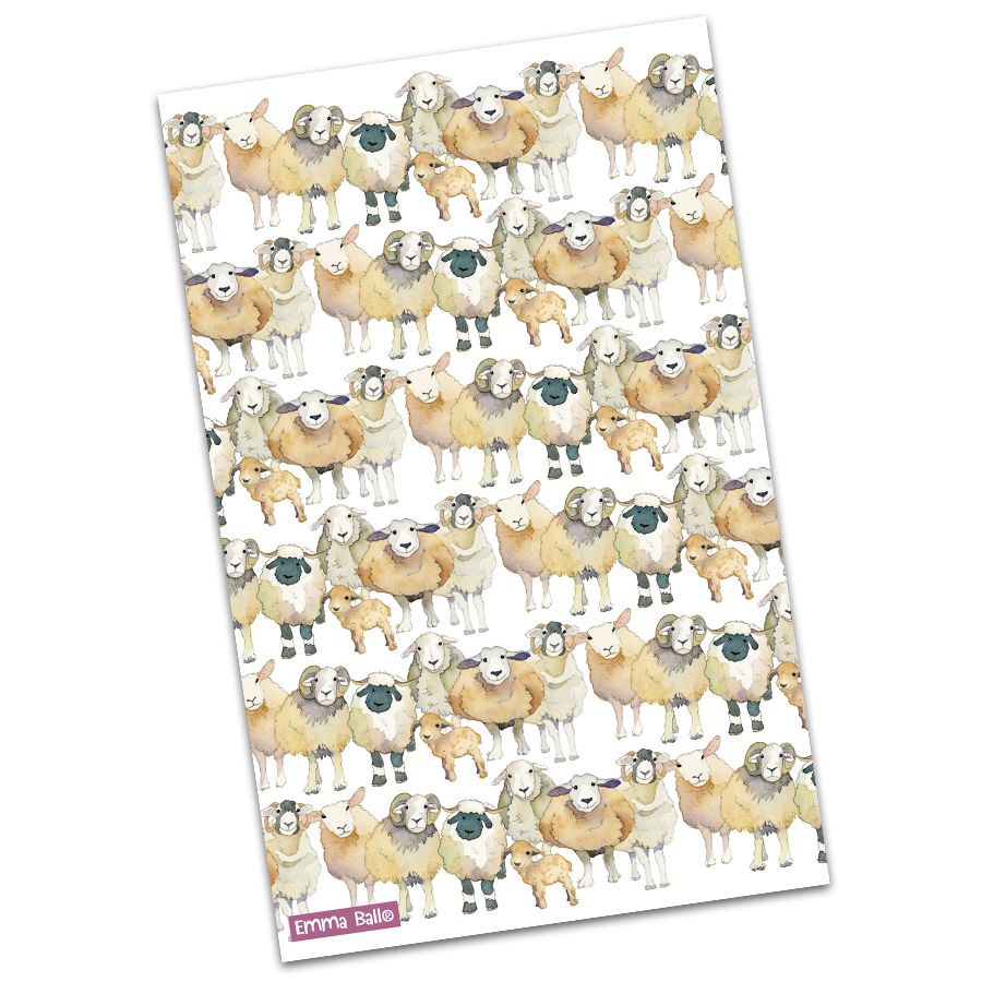 Emma Ball Cotton Tea Towel, Repeating Sheep